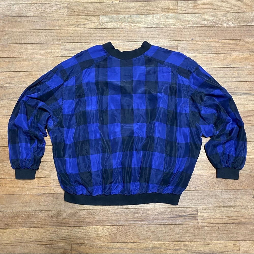 Blue and Black Plaid Bomber Jacket - Picture 7 of 11